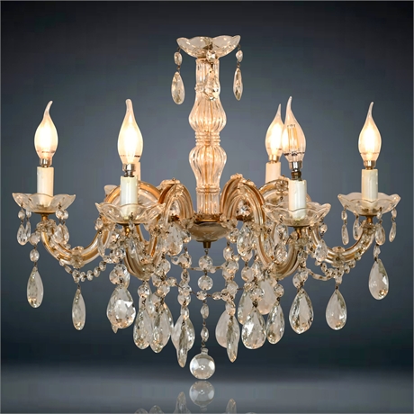 Mid-Century Crystal Chandelier