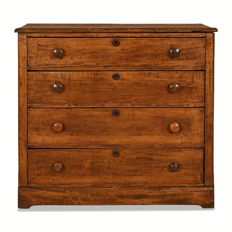 19th Century Maple Four-Drawer Chest with Turned Wood Pulls