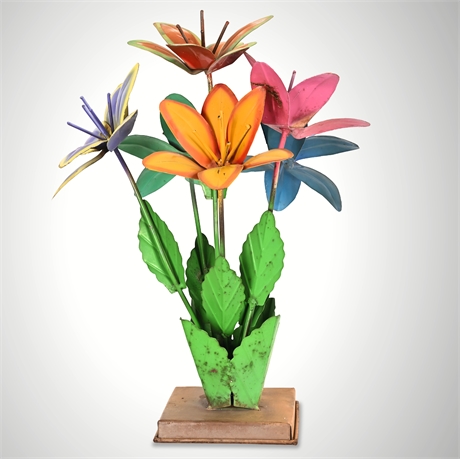 Handcrafted Multicolor Iron Flower Sculpture — Winter Garden in Full Bloom