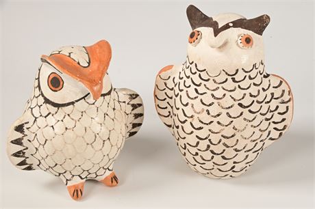 Vintage Acoma Pueblo Pottery Owls