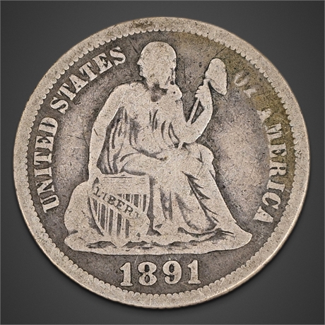 1891 United States Seated Liberty Dime, Silver