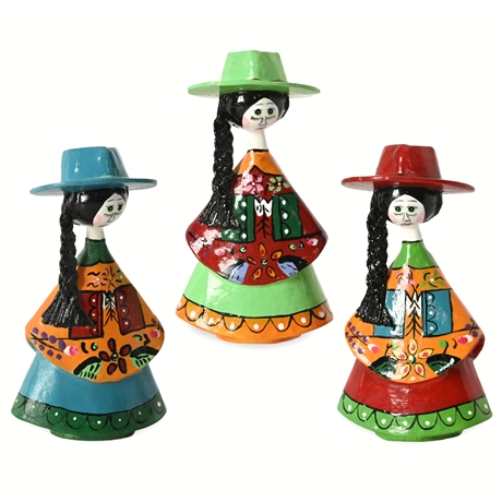 Set 3 Mexican Folk Art Woman Figures