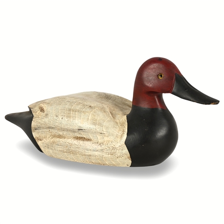 Vintage Canvasback Drake Decoy Duck – Signed Noah Martin, Glass Eyes