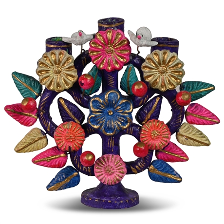 Tree of Life Folk Art Candelabra