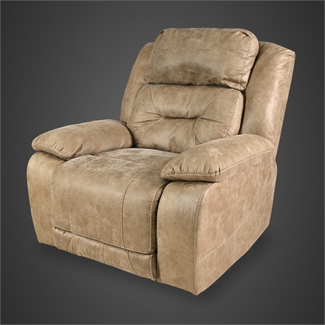 Peak Living Pillow-Top Rocker Recliner in Distressed Tan Faux Leather