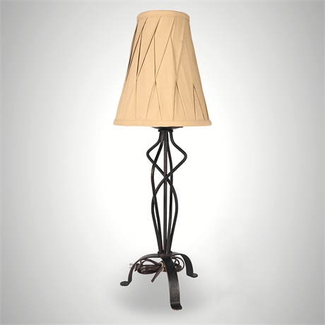 28" Enchanting Wrought Iron Table Lamp – Tall with Pleated Shade & 3-Way Switch