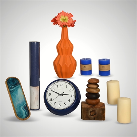 Modern Décor Bundle: Clock, Vase, Candles & More