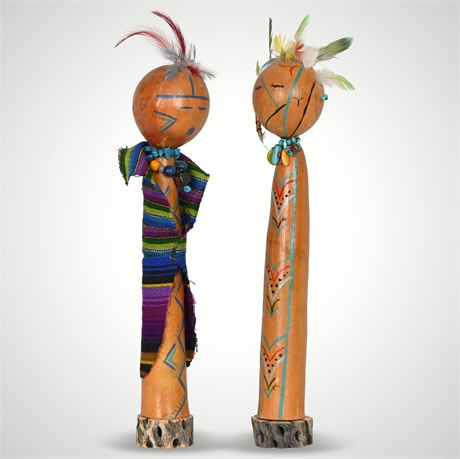 Pair Sylvia Hendrickson Gourd Sculptures