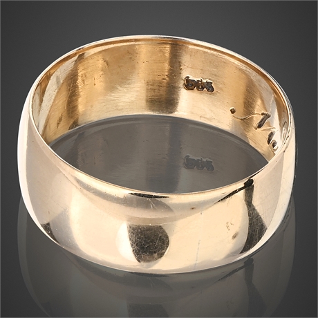 Antique 14K Gold Wide Wedding Band — 1872 Monogram, 585