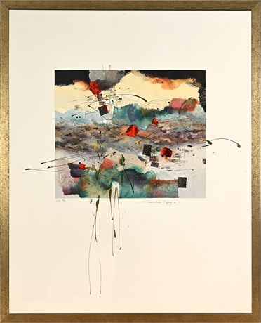 Joanne Miller Rafferty Hand-Embellished Abstract H.P. 49/50, Gilt Frame