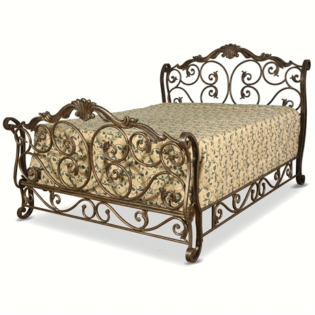 Ornate Iron Queen Sleigh Bed