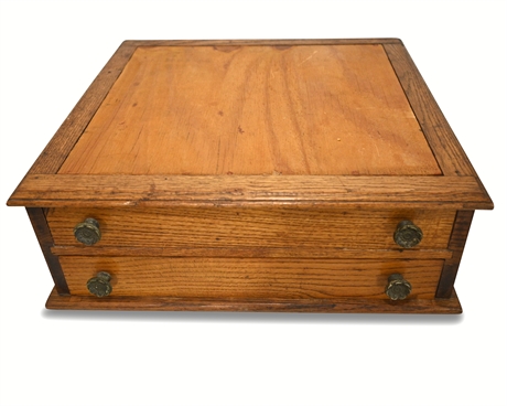 Antique (2) Drawer Oak Cabinet