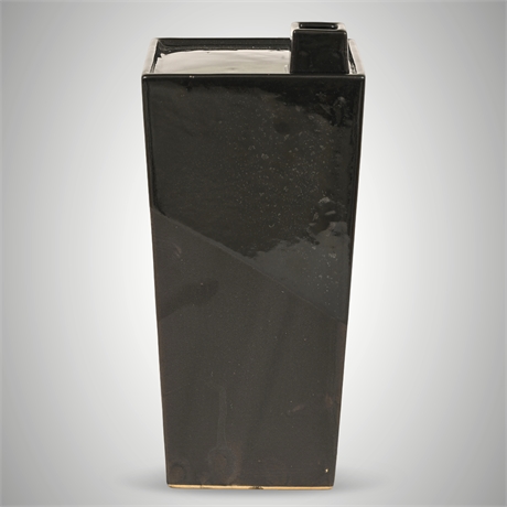 Diane Love for Mikasa Black Geometric Ikebana Vase, Japan, 10.5”