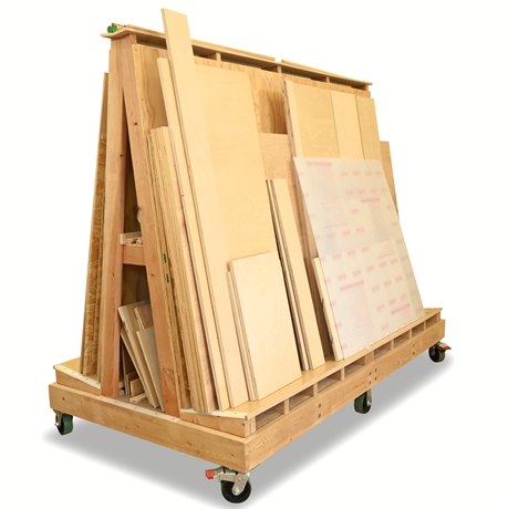 Modular Wooden A-Frame Cart with Assorted Wood and Plexiglass Sheets