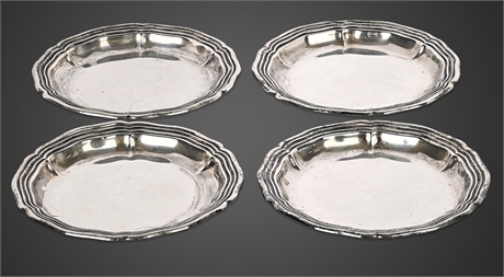 Set of 4 German 835 Silver Coasters, Crescent Moon & Crown
