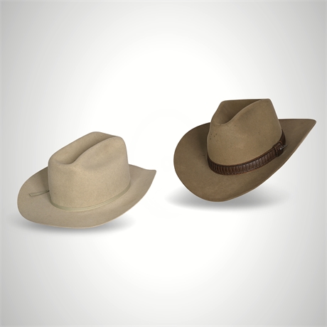 Lot of 2 Vintage Stetson Hats Open Road & Wisp 7 3/8 Silverbelly