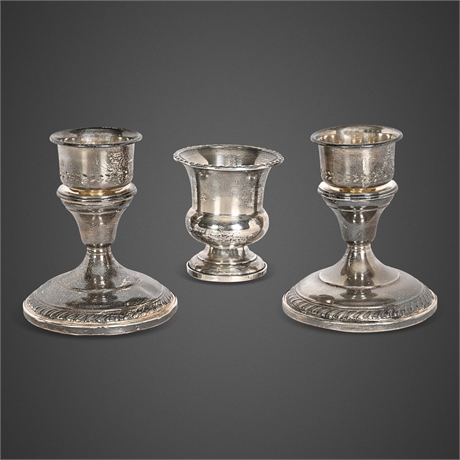 Sterling Weighted Candlesticks with Removable Tealight Cups, Pair