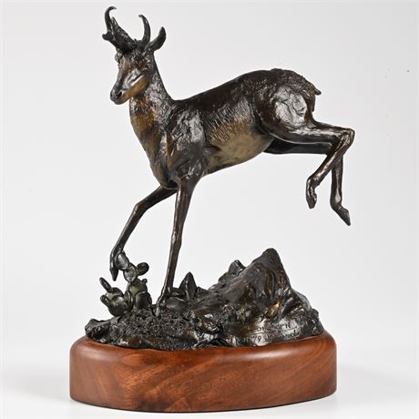 Bronze Pronghorn Antelope Sculpture