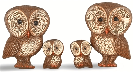 Mid-Century Owl Family Wall Plaques