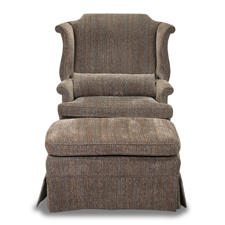 Upholstered Wingback Chair &  Ottoman