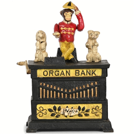 Vintage Organ Cast Iron Bank