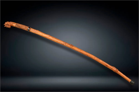 Cherry Wood Cane with Carved Handle