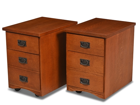 Pair Mission Style File Cabinets