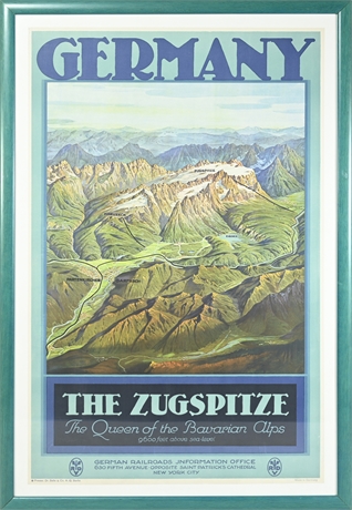 Germany the Zugspitze, The Queen of Bavarian Alps Original Advertising Poster
