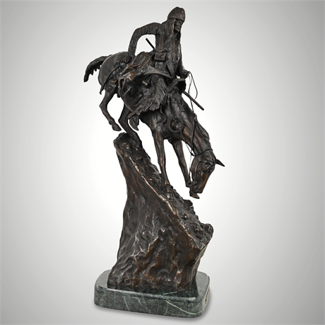 Frederic Remington “The Mountain Man” Bronze Sculpture – 29” on Marble Base
