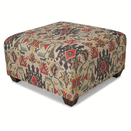 Flexsteel Freedom Square Cocktail Ottoman – Santa Fe Kilim Upholstery, 31”