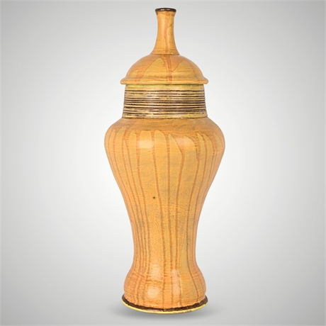 Tall Signed Studio Pottery Lidded Vase, 1997