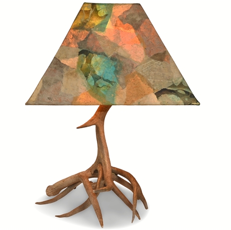 Antler Lamp with Paper Mache Shade