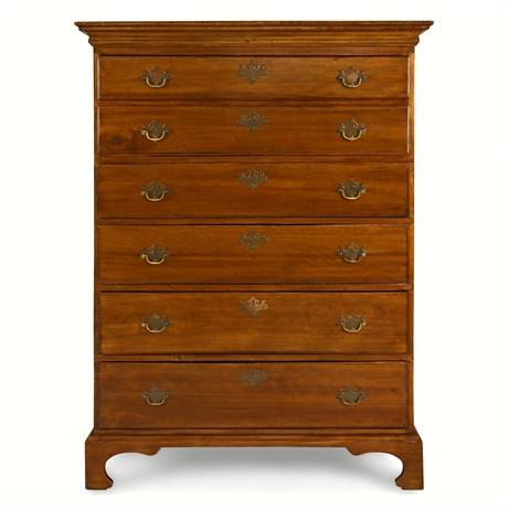 Chippendale Walnut Tall Chest — 2 over 4 Drawers, False Top Facade, 18th C.​​​​​