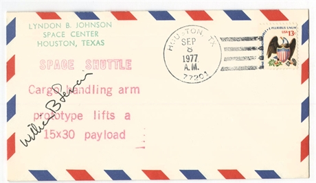 1977 Space Shuttle Cargo Handling Arm Cover Signed by Astronaut William B.