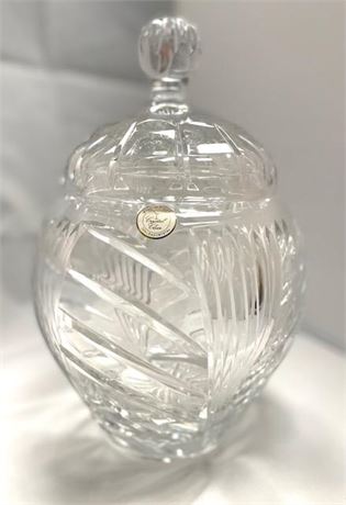 Polish Crystal Clear Large Candy Dish with Lid