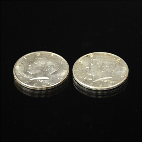 Two 1964 90% Silver Kennedy Half Dollars