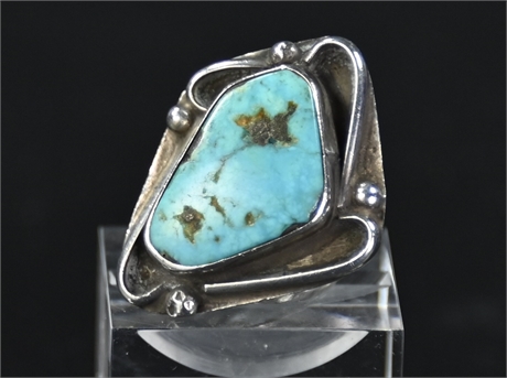Vintage Navajo Sterling & Turquoise Ring, Size 8.5