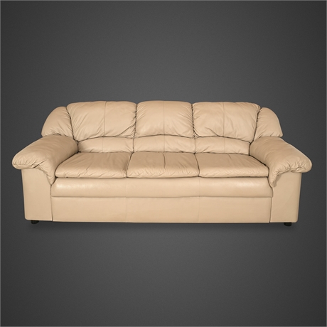 American Furniture "Alana" Almond Leather Pillow-Top Sofa