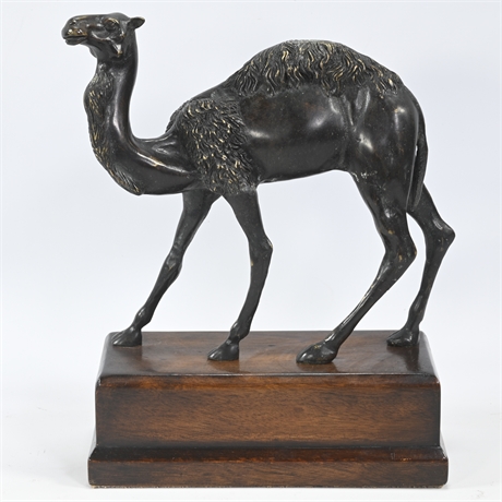 Camel Sculpture on Wood Stand