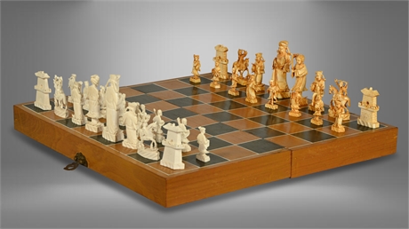 Vintage Carved Chess Set