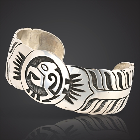 Vintage Taxco Sterling Silver Eagle Cuff – Signed FAP, Mexico 925, 44g