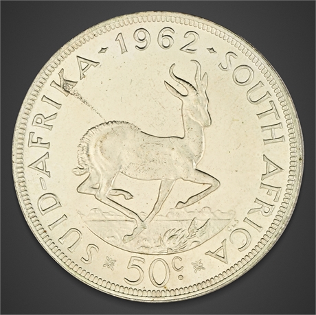 1962 South Africa 50 Cents – Silver, Decimal Issue