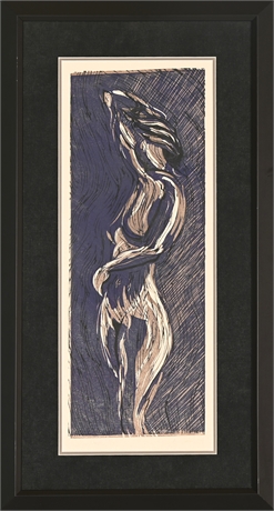 Jennifer Woods 'Calico Nude' Linocut