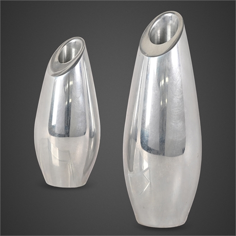Karim Rashid for Nambé Studio Cast Aluminum Vase Pair, 1994