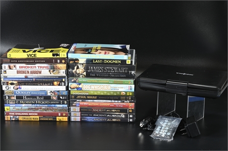 Insignia Portable DVD Player & DVD Lot