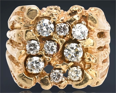 14k 1.5ct Gold Nugget Diamond Ring