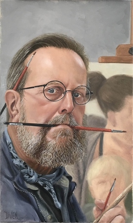 'Self Portrait In The Studio' - Bob Diven Original