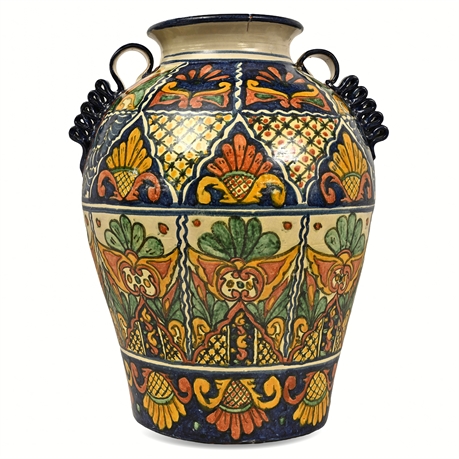 Talavera Pottery Vase Signed T. Ruth Large Hand Painted