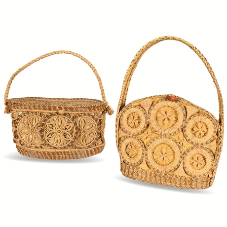 Vintage Handmade Pine Needle Handbags