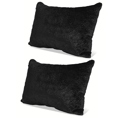 Marge Carson Black Persian Lamb-Style Down Lumbar Pillows, Pair